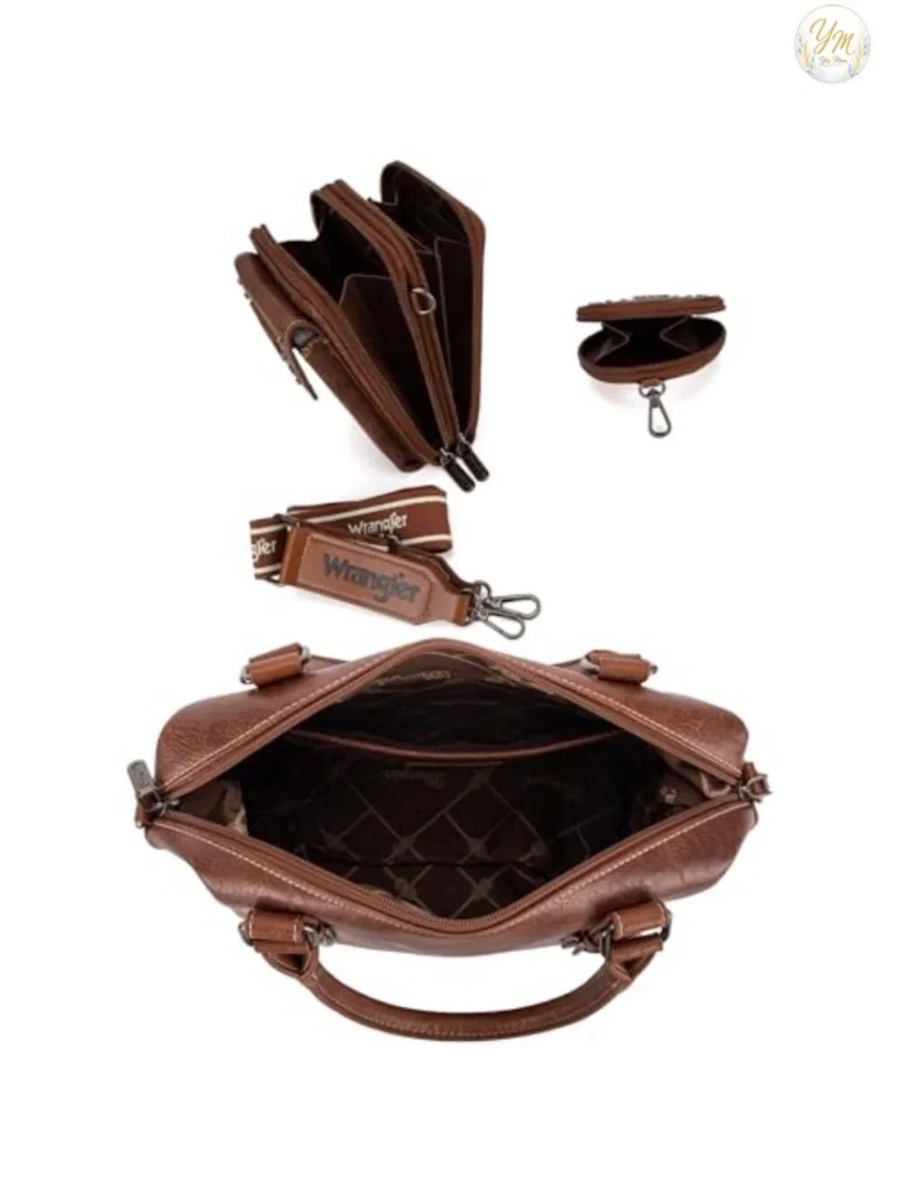 Faux Leather 3-Piece Doctor Bag Set with Cell Phone Bag and Coin Purse